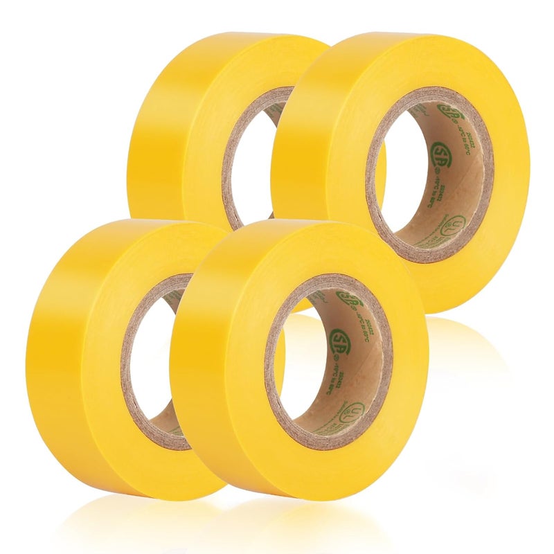 G GEYYANG GEYYANG Yellow Electrical Tape, Professional UL Approved, 4 Pack Multipurpose Electrical Tape for Home Improvement Electrical Equipment, 0.7in X 33ft PVC Electric Tape - Image 1